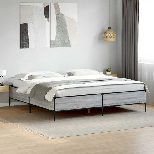 Bed Frame without Mattress Grey Sonoma 200x200 cm