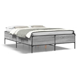 Bed Frame Grey Sonoma 160x200 cm Engineered Wood and Metal