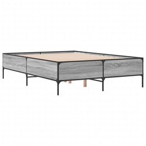 Bed Frame Grey Sonoma 160x200 cm Engineered Wood and Metal