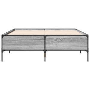 Bed Frame Grey Sonoma 160x200 cm Engineered Wood and Metal