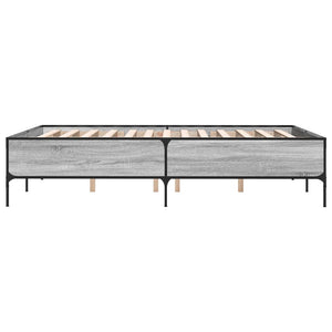 Bed Frame Grey Sonoma 160x200 cm Engineered Wood and Metal