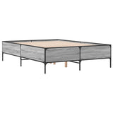 Bed Frame Grey Sonoma 160x200 cm Engineered Wood and Metal