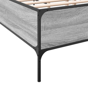 Bed Frame Grey Sonoma 160x200 cm Engineered Wood and Metal