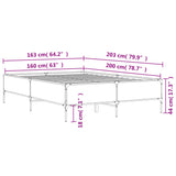 Bed Frame Grey Sonoma 160x200 cm Engineered Wood and Metal