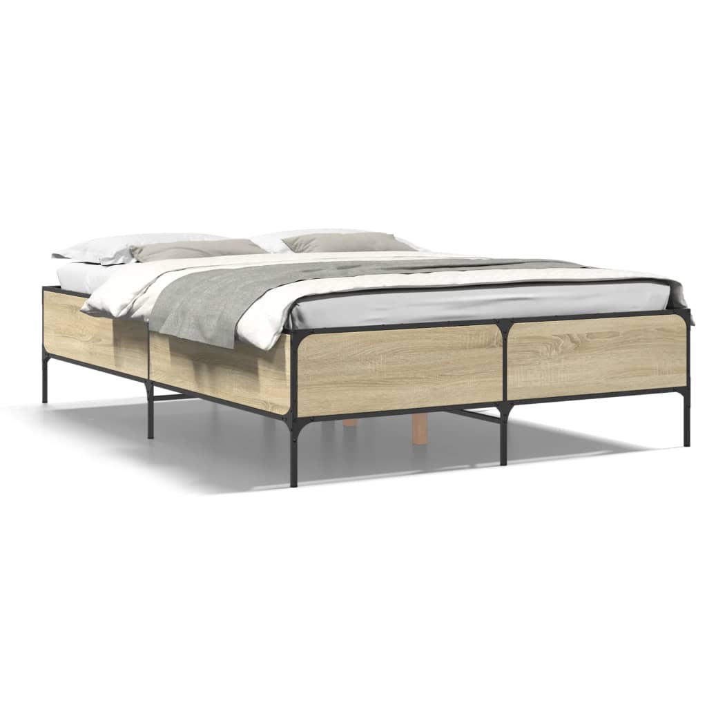 Bed Frame without Mattress Sonoma Oak 140x200 cm