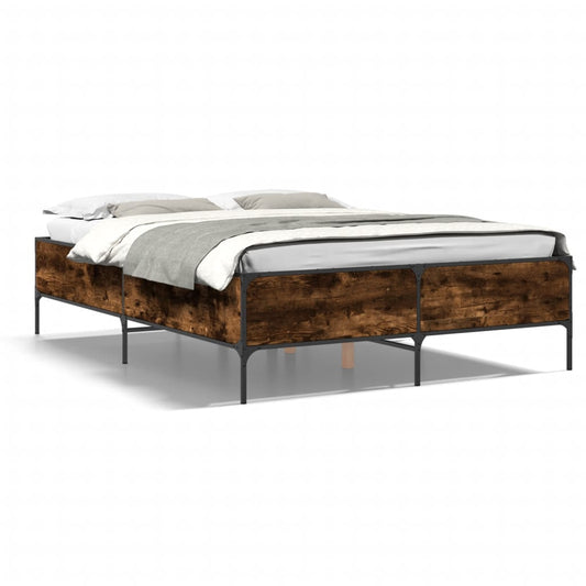 Bed Frame without Mattress Smoked Oak 140x200 cm