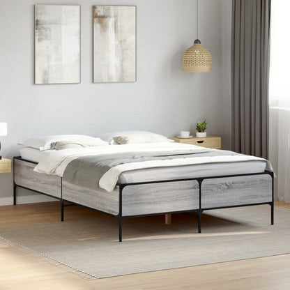 Bed Frame without Mattress Grey Sonoma 140x200 cm