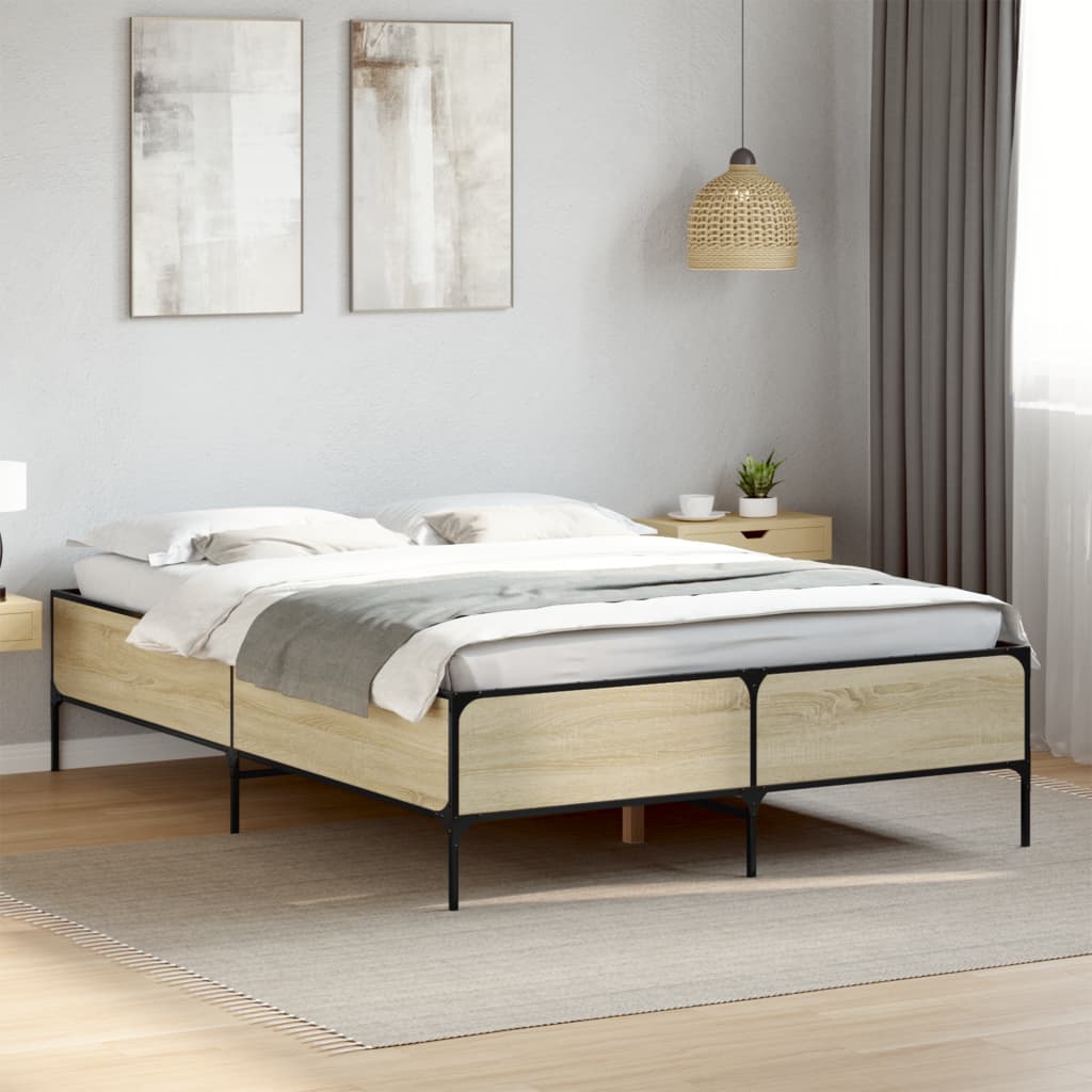 Bed Frame without Mattress Sonoma Oak 140x190 cm