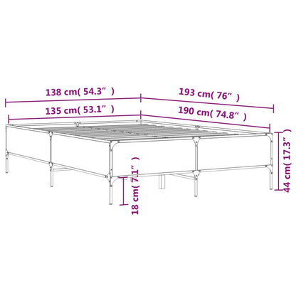 Bed Frame without Mattress Sonoma Oak 135x190 cm Double