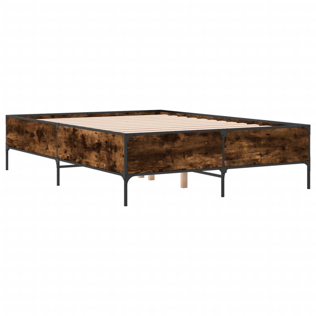 Bed Frame without Mattress Smoked Oak 135x190 cm Double
