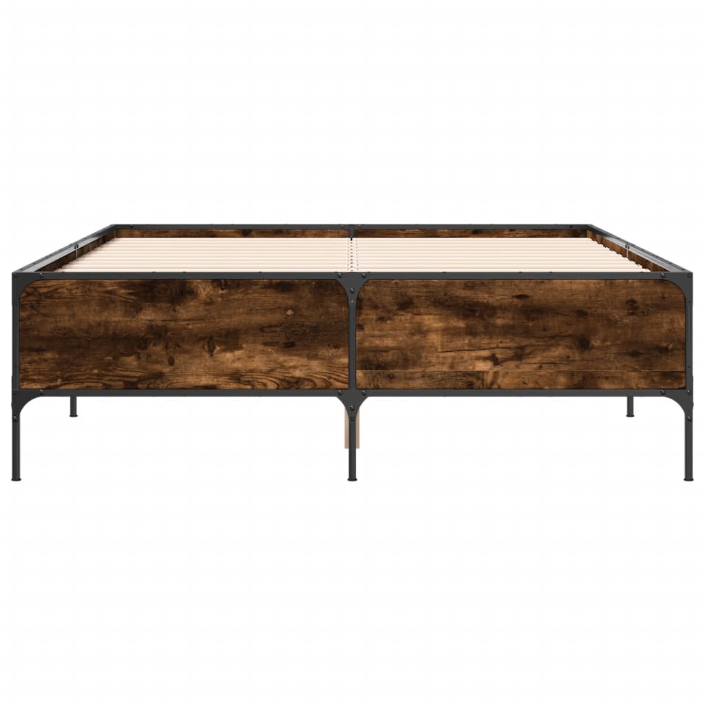 Bed Frame without Mattress Smoked Oak 135x190 cm Double