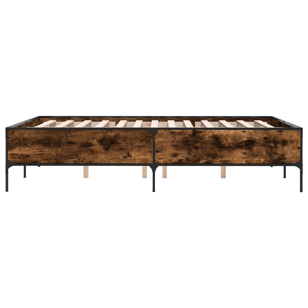 Bed Frame without Mattress Smoked Oak 135x190 cm Double