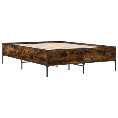 Bed Frame without Mattress Smoked Oak 135x190 cm Double