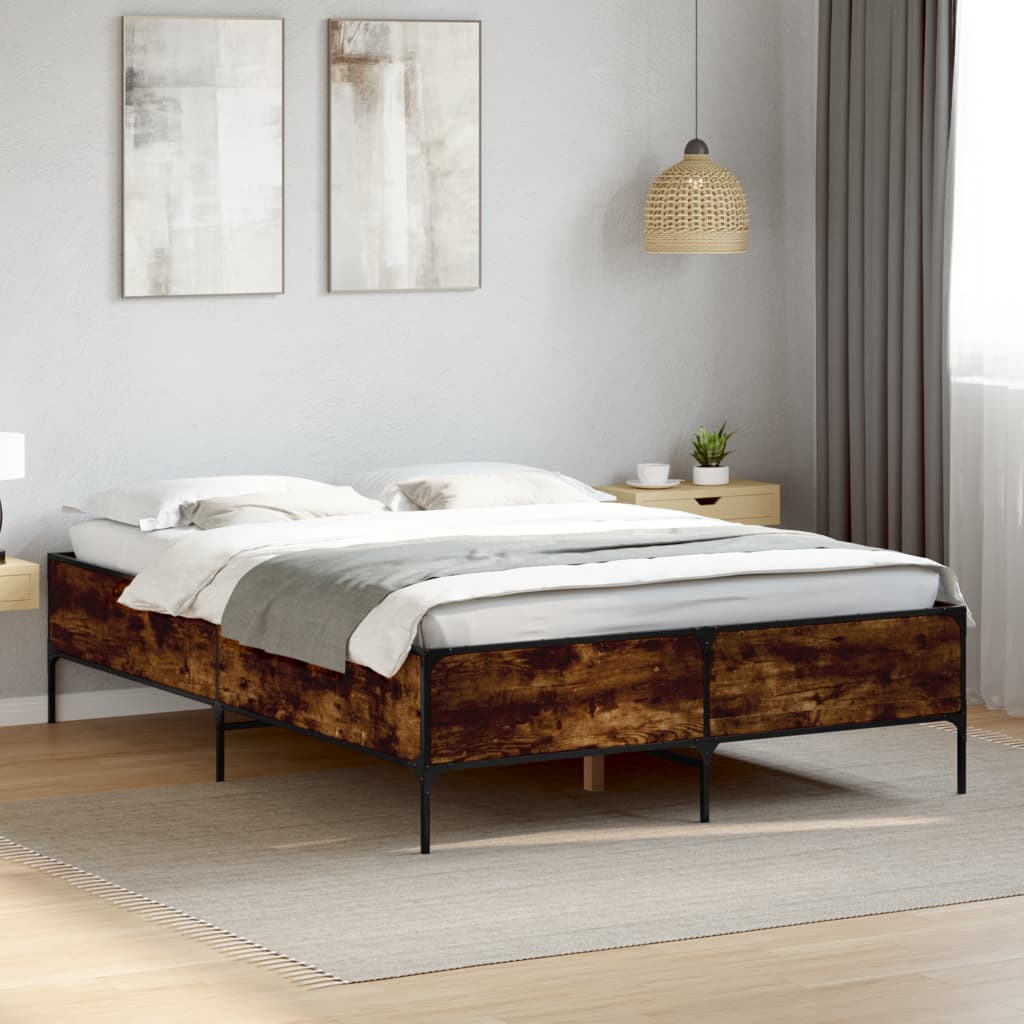 Bed Frame without Mattress Smoked Oak 135x190 cm Double