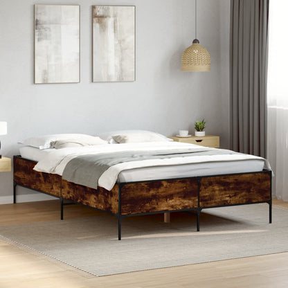 Bed Frame without Mattress Smoked Oak 135x190 cm Double