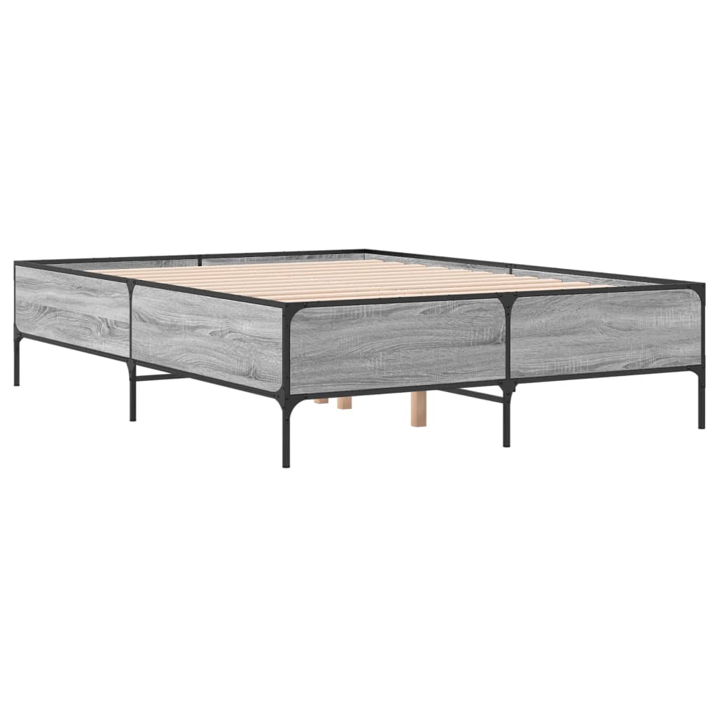 Bed Frame without Mattress Grey Sonoma 135x190 cm Double