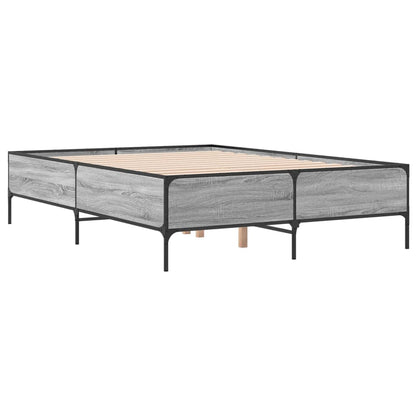 Bed Frame without Mattress Grey Sonoma 135x190 cm Double