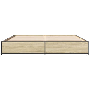 Bed Frame Sonoma Oak 160x200 cm Engineered Wood and Metal