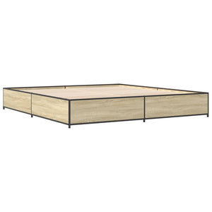 Bed Frame Sonoma Oak 160x200 cm Engineered Wood and Metal