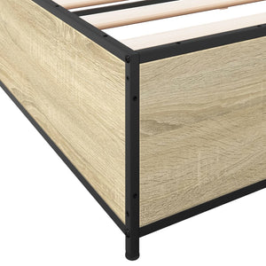 Bed Frame Sonoma Oak 160x200 cm Engineered Wood and Metal