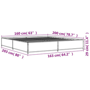 Bed Frame Sonoma Oak 160x200 cm Engineered Wood and Metal