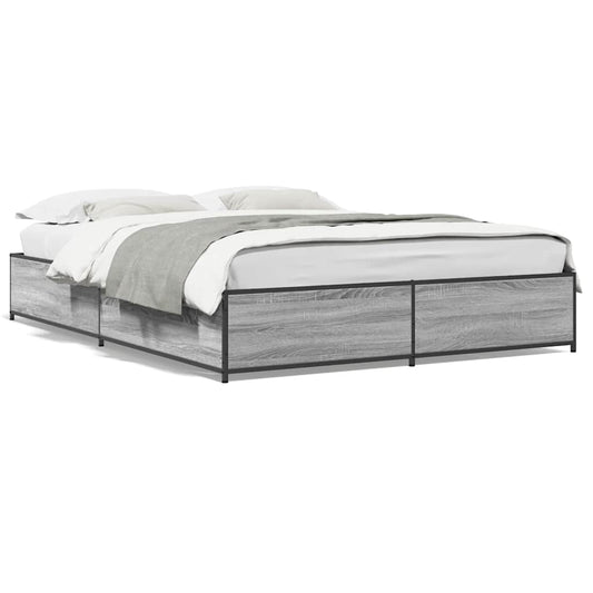 Bed Frame without Mattress Grey Sonoma 150x200 cm