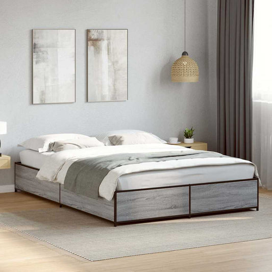 Bed Frame without Mattress Grey Sonoma 150x200 cm