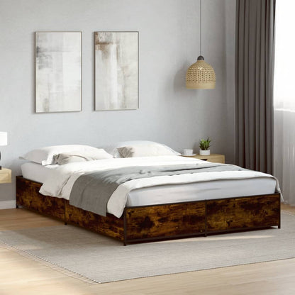 Bed Frame without Mattress Smoked Oak 140x200 cm