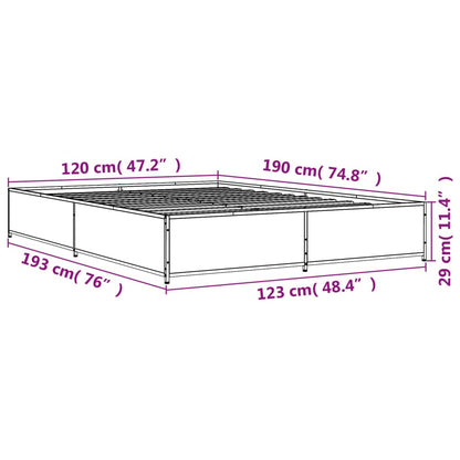 Bed Frame without Mattress Grey Sonoma 120x190 cm Small Double