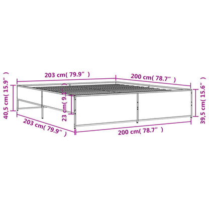 Bed Frame without Mattress Brown Oak 200x200 cm