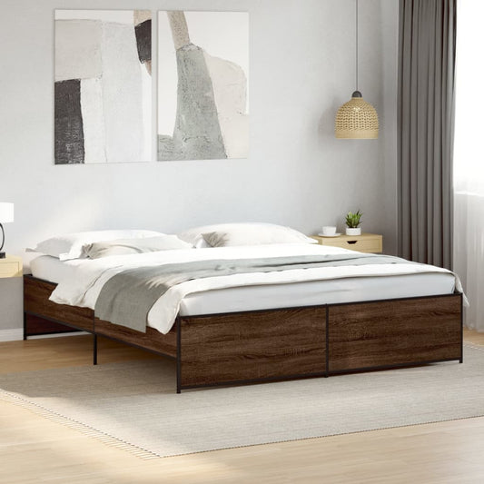Bed Frame without Mattress Brown Oak 200x200 cm