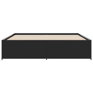 Bed Frame Black 180x200 cm Super King Engineered Wood and Metal