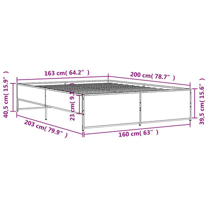 Bed Frame without Mattress Grey Sonoma 160x200 cm