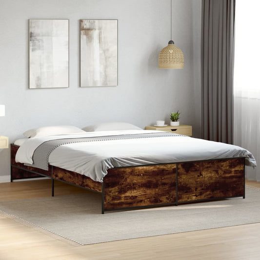 Bed Frame without Mattress Smoked Oak 140x200 cm