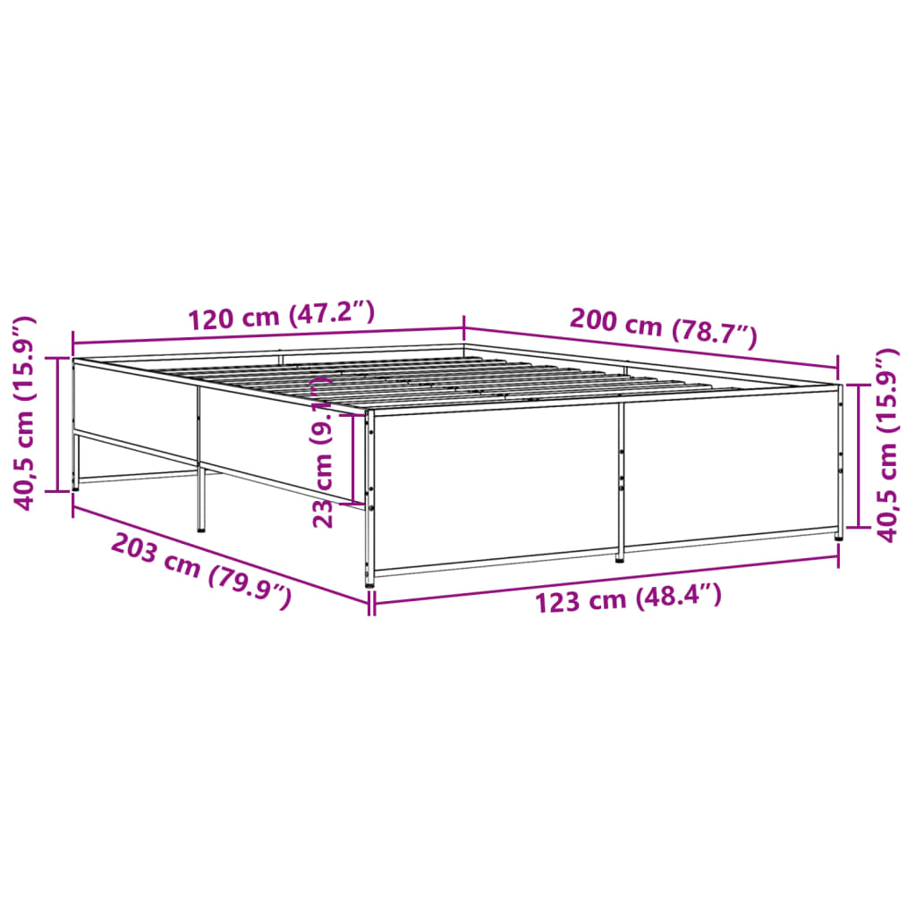 Bed Frame | Smoked Oak | Engineered wood, metal | Double | Durable