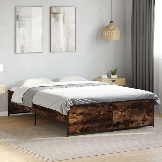 Bed Frame without Mattress Smoked Oak 120x200 cm
