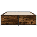 Bed Frame Smoked Oak 140x190 cm Engineered Wood and Metal
