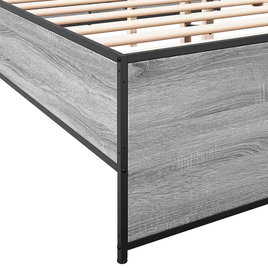 Bed Frame without Mattress Grey Sonoma 140x190 cm