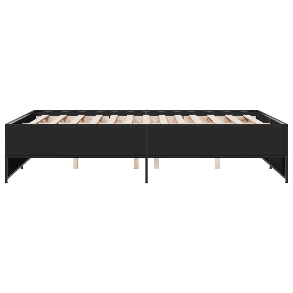 Bed Frame | Black | Engineered wood and steel | Double | Modern
