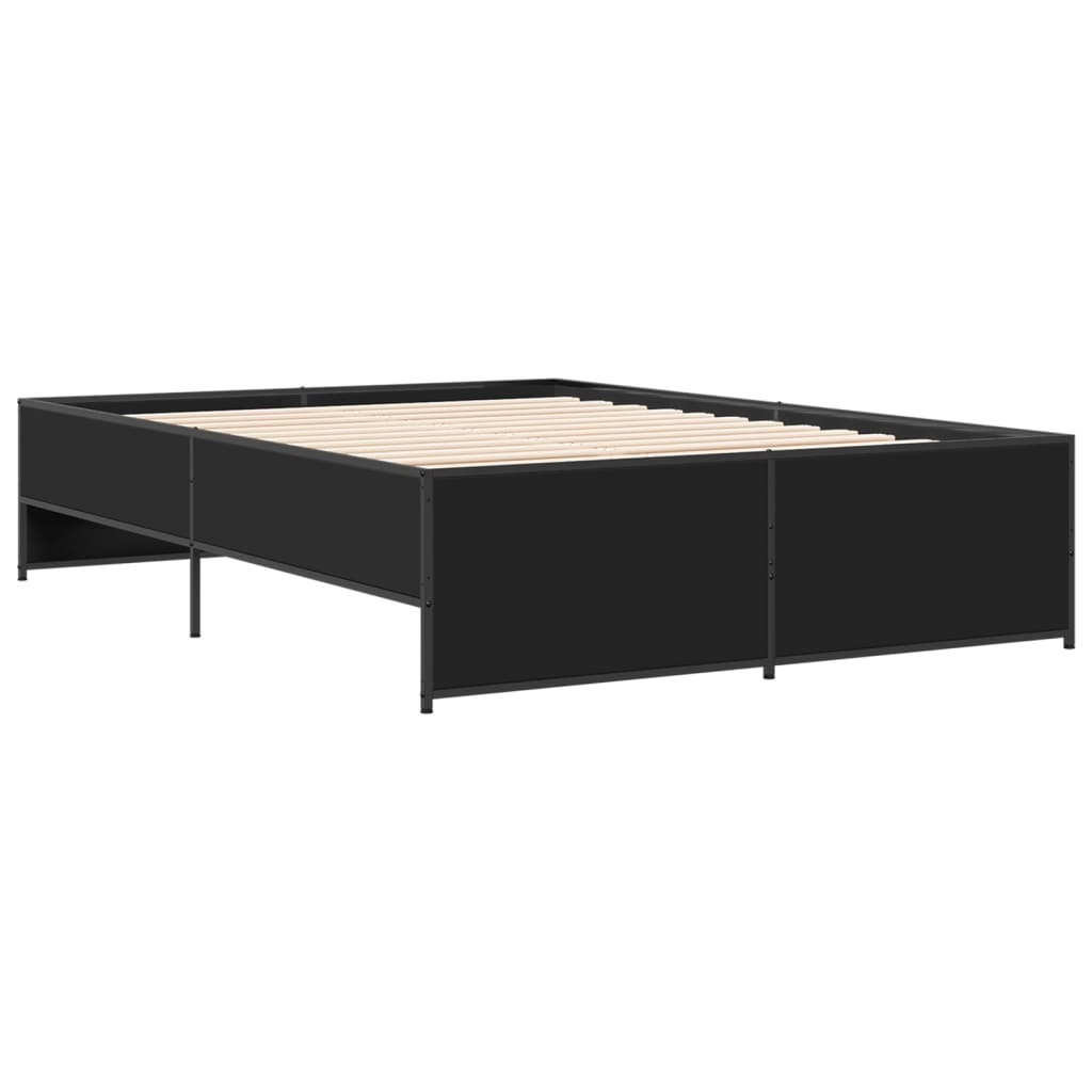 Bed Frame | Black | Engineered wood and steel | Double | Modern