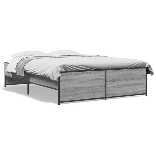 Bed Frame without Mattress Grey Sonoma 135x190 cm Double