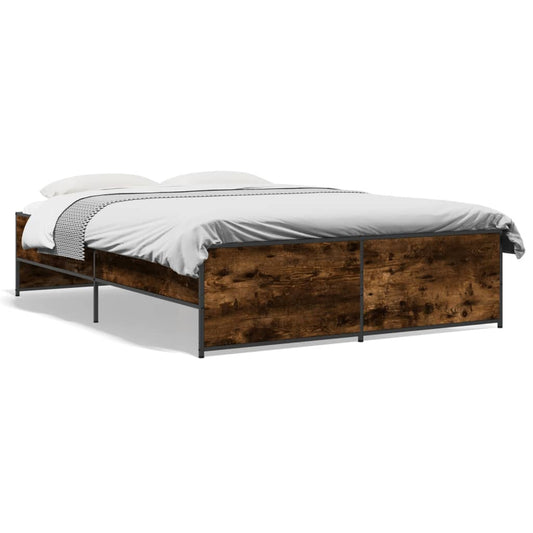 Bed Frame without Mattress Smoked Oak 120x190 cm Small Double