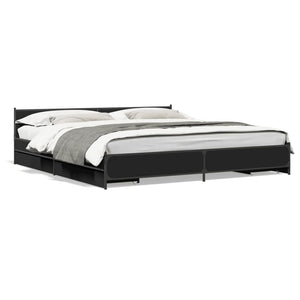 Bed Frame with Drawers without Mattress Black 200x200 cm