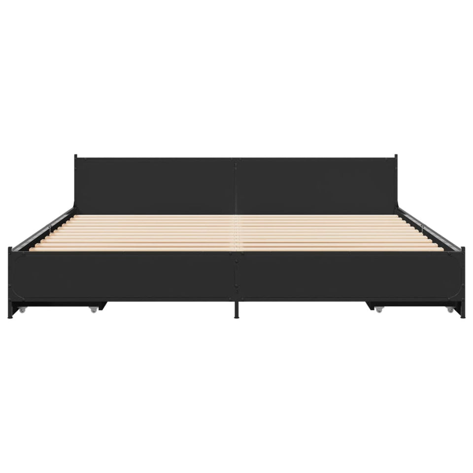 Bed Frame with Drawers without Mattress Black 200x200 cm