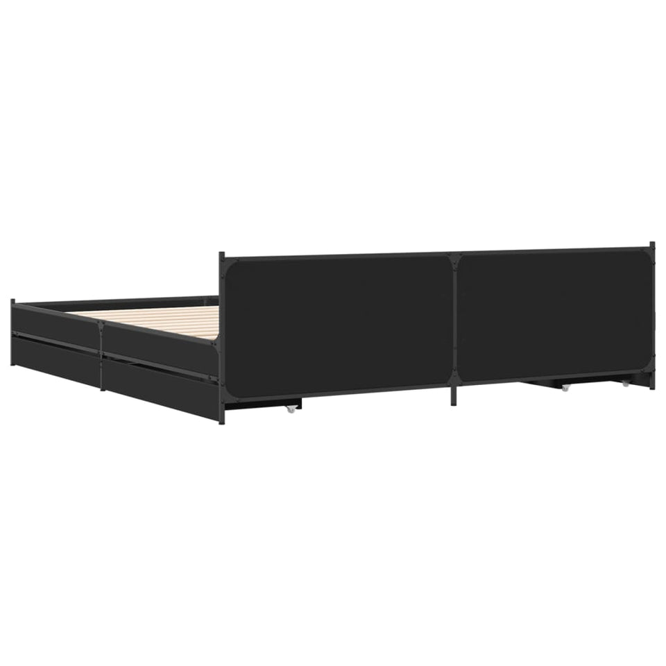 Bed Frame with Drawers without Mattress Black 200x200 cm