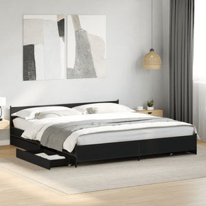 Bed Frame with Drawers without Mattress Black 200x200 cm