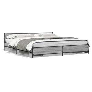 Bed Frame with Drawers without Mattress Grey Sonoma 200x200 cm