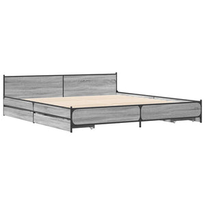 Bed Frame with Drawers without Mattress Grey Sonoma 200x200 cm