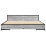 Bed Frame with Drawers without Mattress Grey Sonoma 200x200 cm