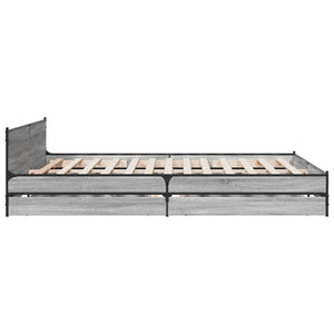 Bed Frame with Drawers without Mattress Grey Sonoma 200x200 cm